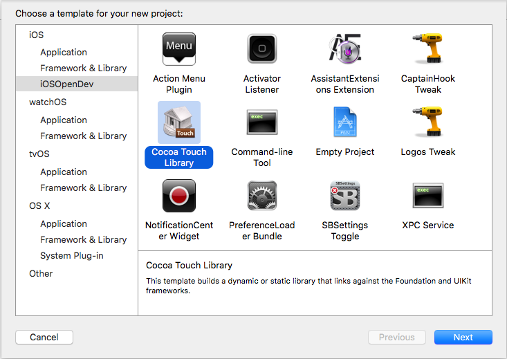 iosopendev建立dylib图